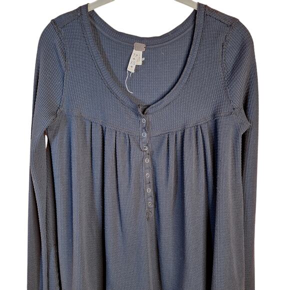 We the free Kai henley waffle thermal long-sleeved oversized tunic black XS - Picture 5 of 5